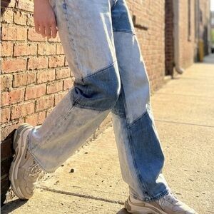 Hollister Jeans Womens 3R Blue Ultra High Rise Dad Patchwork Two Tone 26 X 31